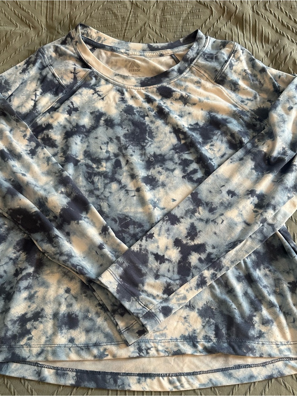 RBX Women's Tie-Dye Long Sleeve Crewneck Top - Blue & White